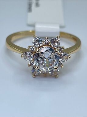 Swarovski Crystal Elements White Swarovski Elements Floral Halo Ring Size 8